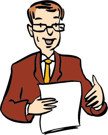 Ein Mann hält einen Vortrag.